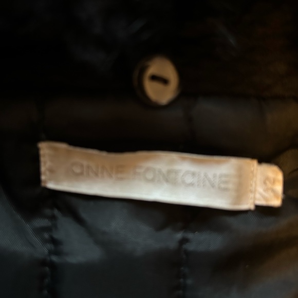 Anne Fountaine Black with real Rabbit Fur detachable cuffs/collar coat Size 12 - Picture 2 of 10